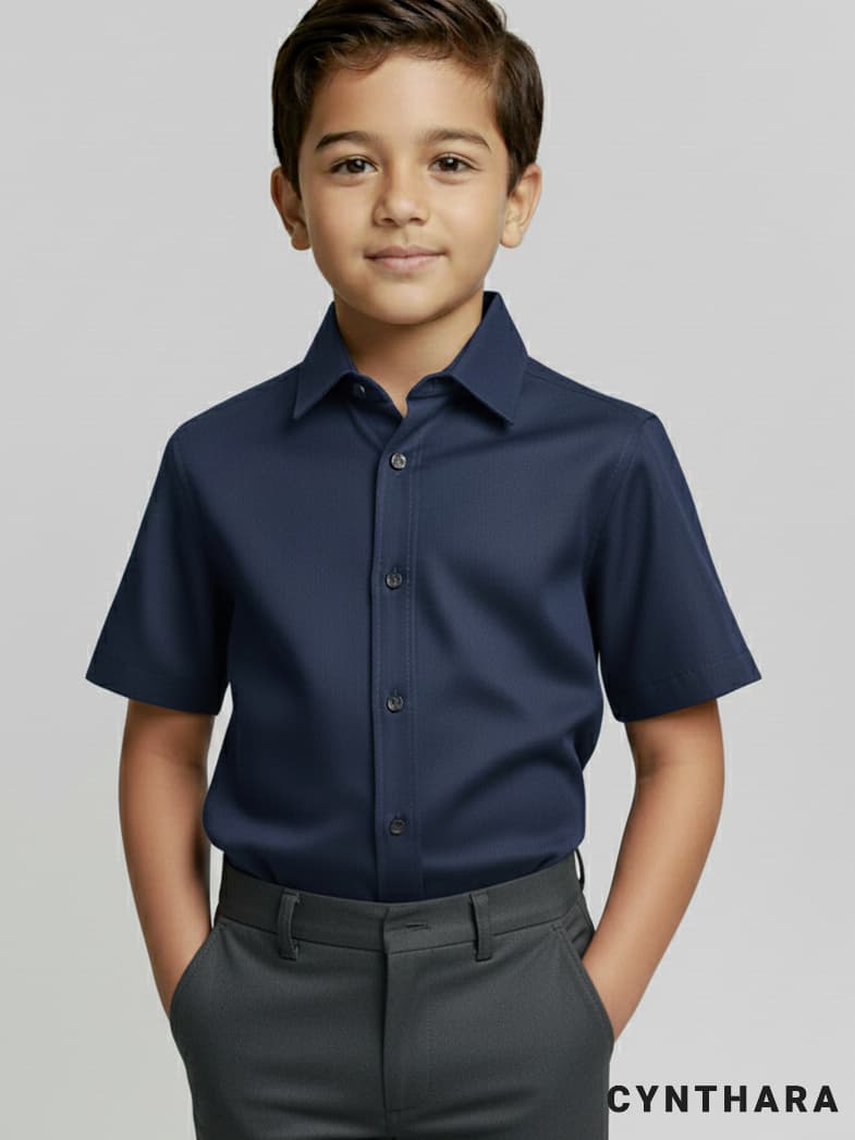 Camisa Social Infantil Menino CYNTHARA Manga Curta Elegante e Confortável – Tam 2 a 10