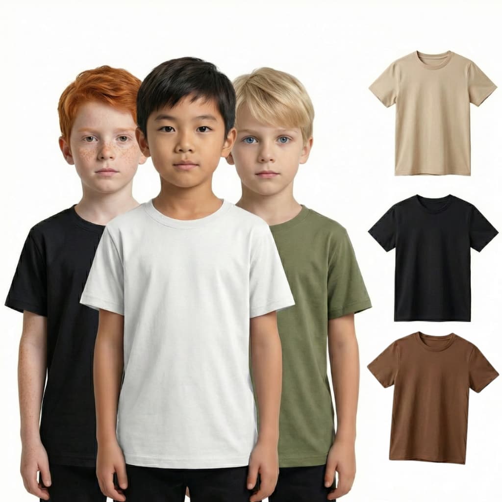 Kit Com 5 Camisetas Infantil Unissex 100% Algodão Fio 30.1 Penteado