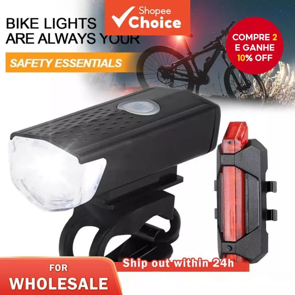 Conjunto De Luzes De Bicicleta Recarregáveis , Fácil De Instalar , 3 Modos , Perfeito Para Passeios Noturnos E Aventuras